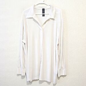 Norma Kamali White Long-Sleeve Blouse xl